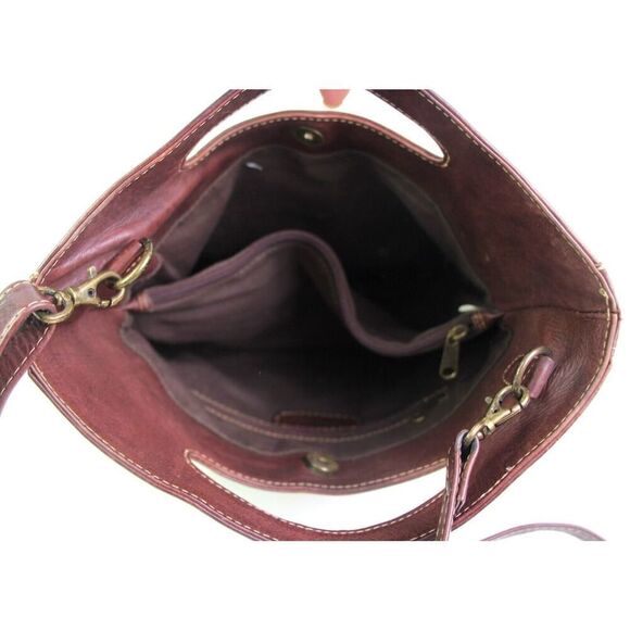 Chaos BROWN GENUINE LEATHER SHOULDER BAG X-BODY SATCHEL HANDBAG ORGANIZER PURSE - Picture 8 of 16